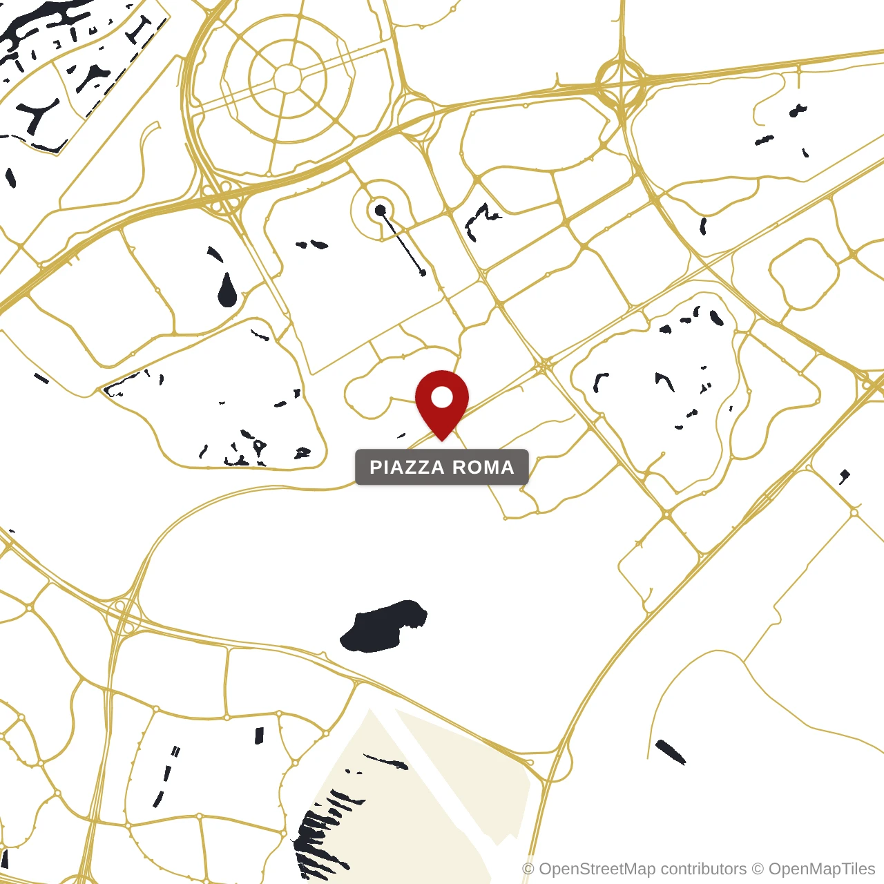 Расположение Piazza Roma на карте: Дамак Лагунс, Dubai
