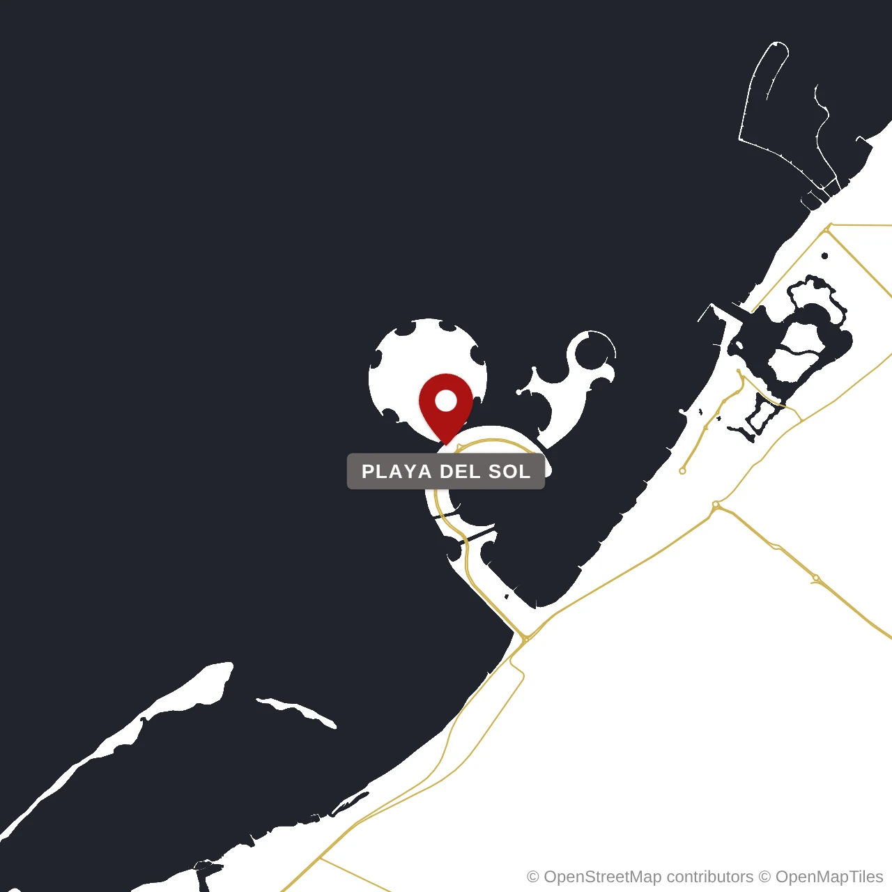 Расположение Playa Del Sol на карте: Остров Аль Маржан, Ras Al Khaimah