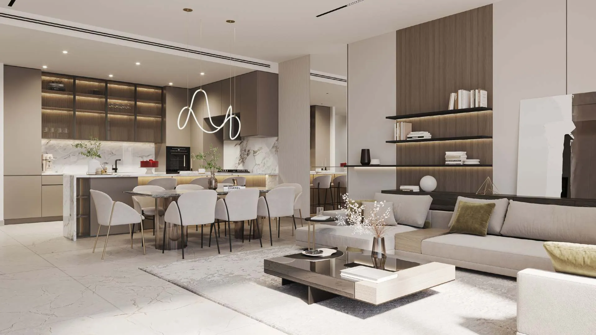 Reem Hills Apartments Phase 2 — кухня-гостиная