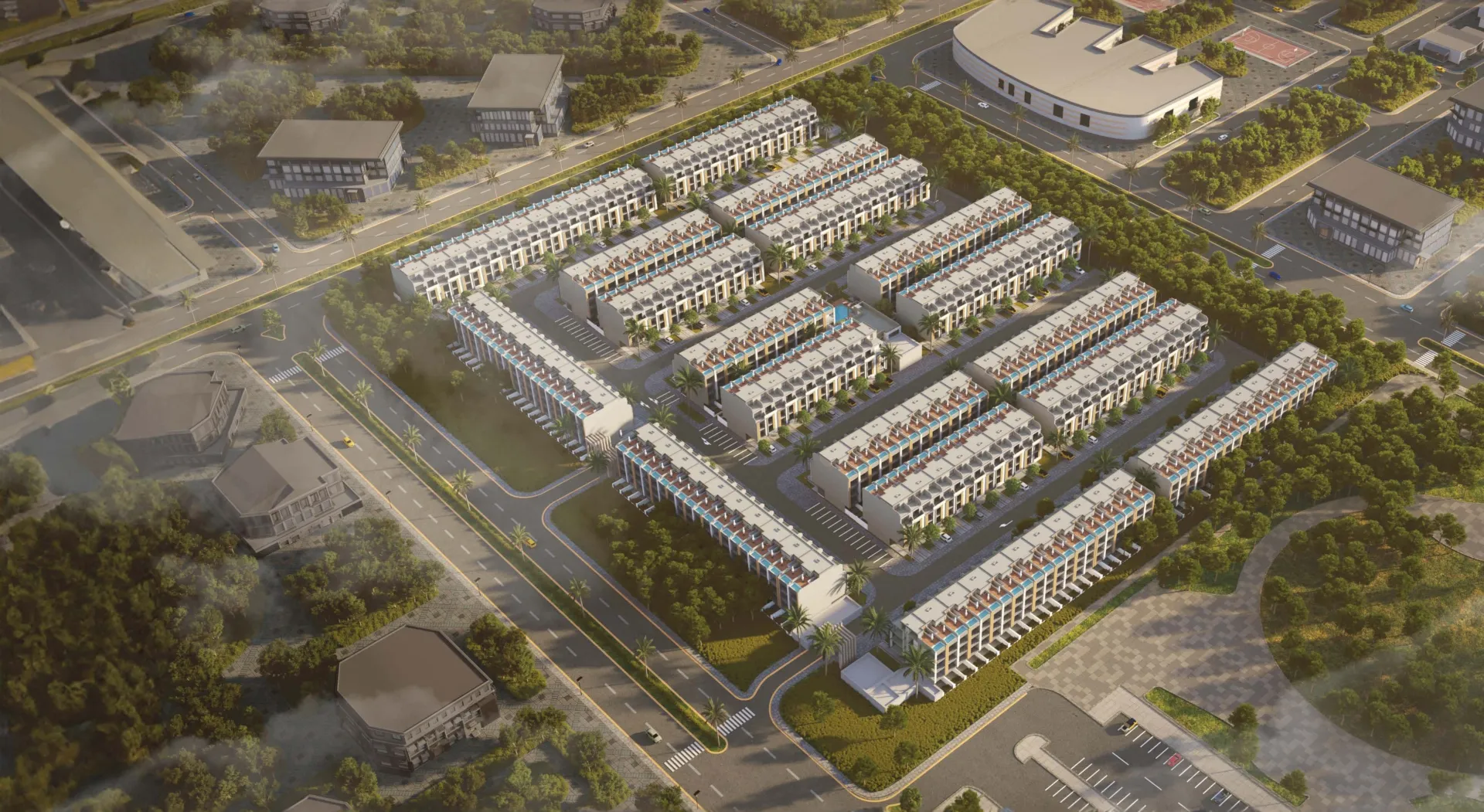 Reportage Village Khalifa City — вид на комплекс