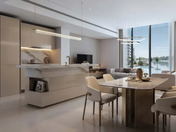 River Cove Residences at Sobha City — кухня-гостиная