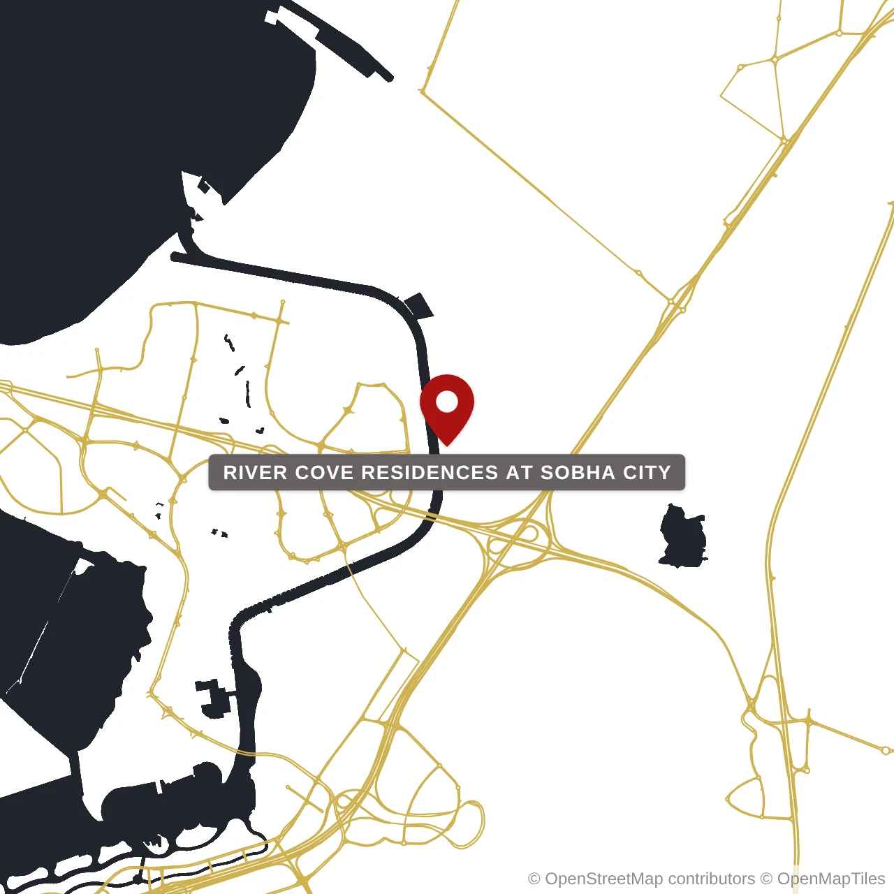 Расположение River Cove Residences at Sobha City на карте: Абу-Даби, Abu-Dhabi
