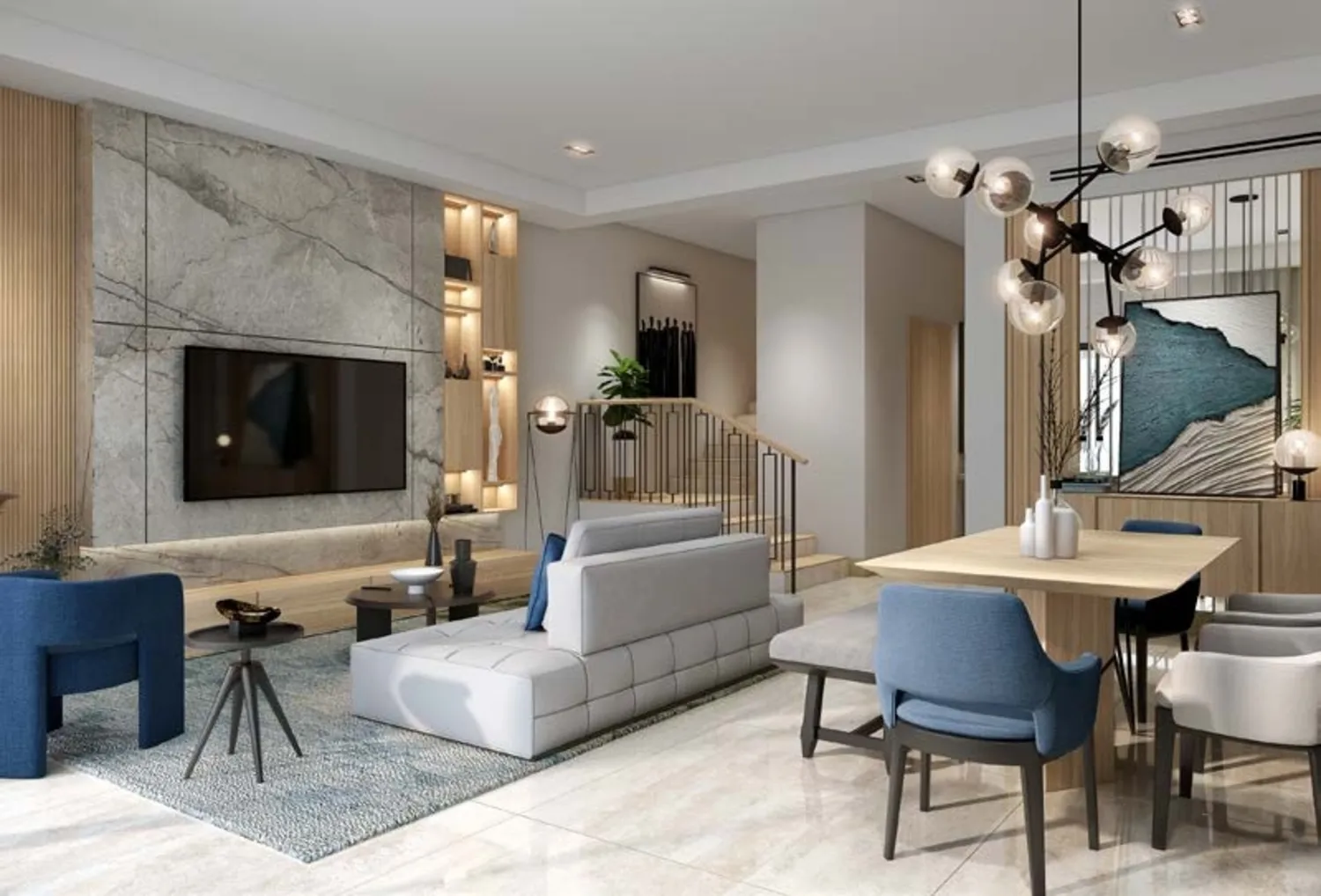Riverside by Damac — интерьер гостиной
