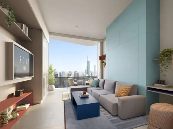Rove Home Dubai Marina — интерьер гостиной