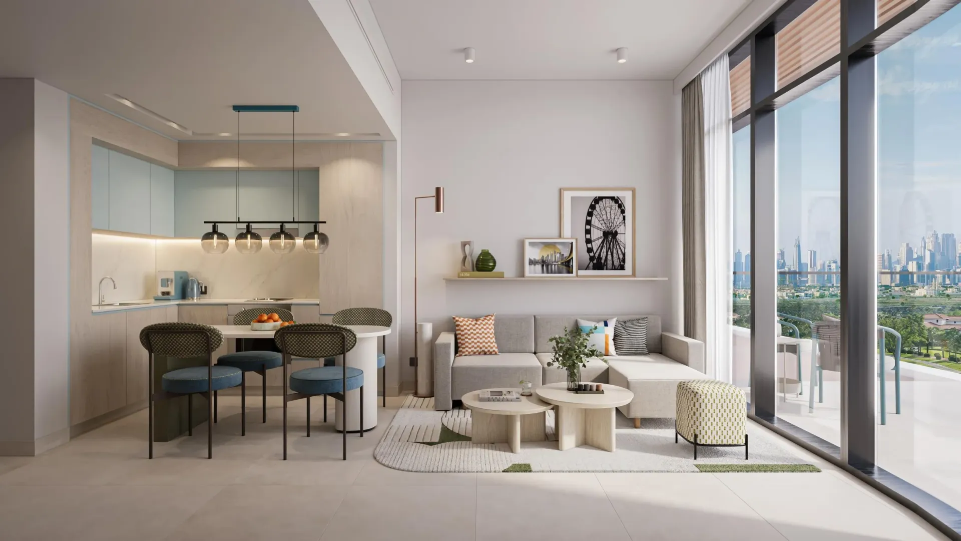 Rove Home Meydan Horizon — кухня-гостиная