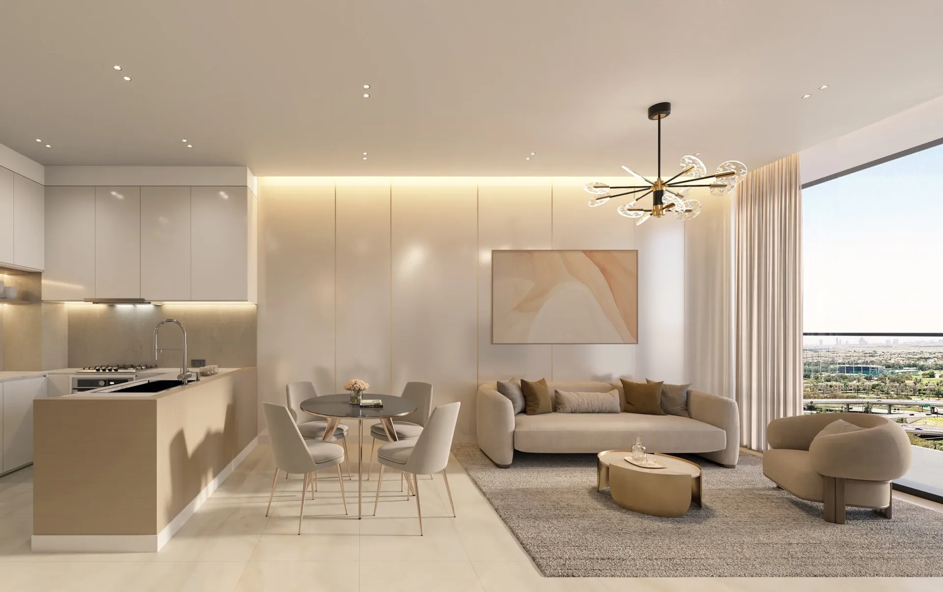 Ryze Residences by AUM Development — кухня-гостиная