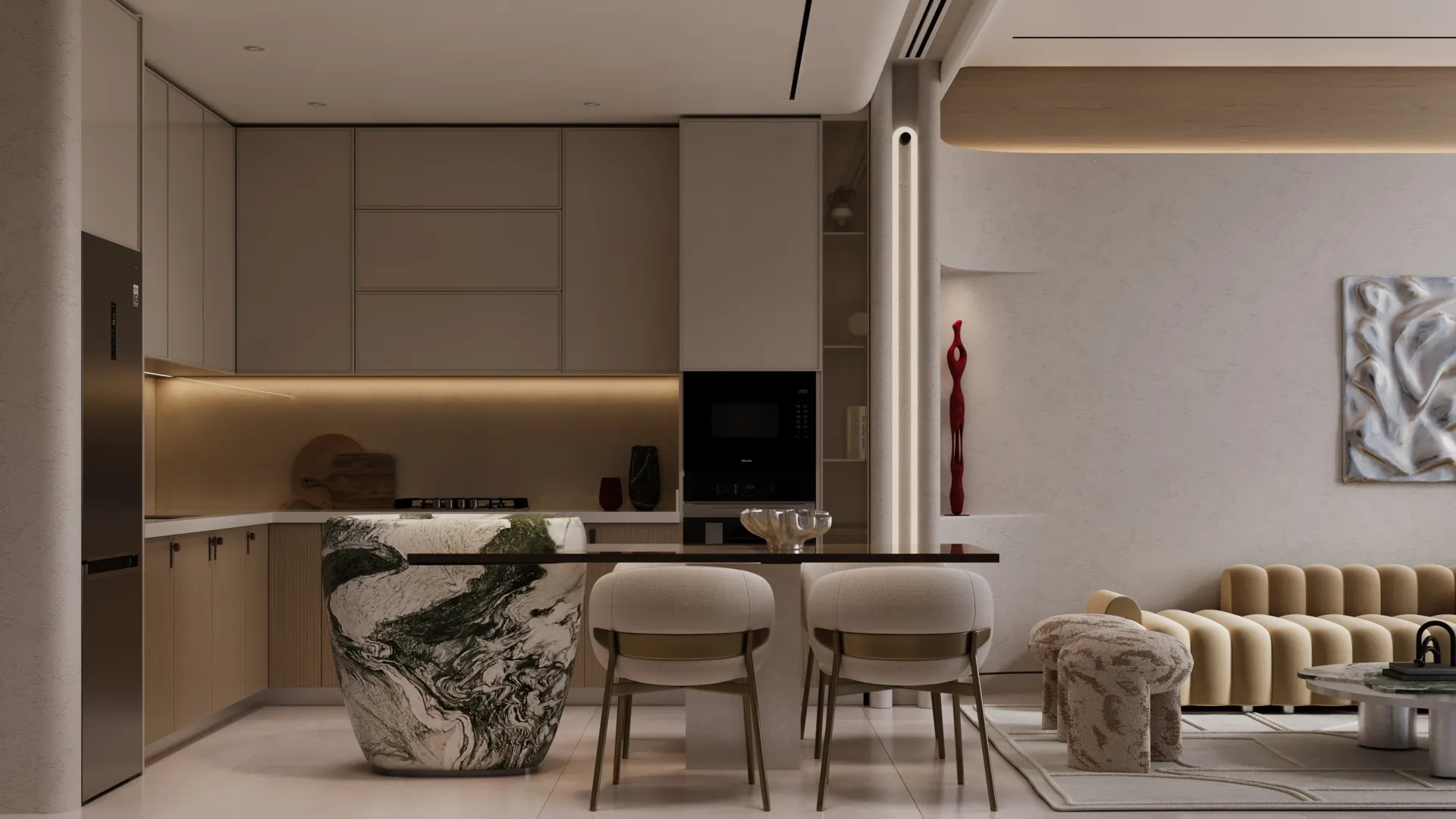 Samana Boulevard Heights — кухня-гостиная, фото 16