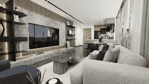 Samana Mykonos — интерьер гостиной
