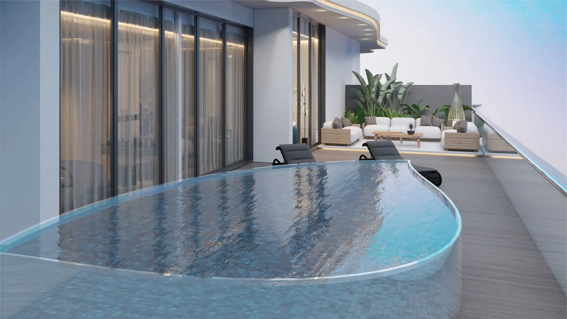 Samana Santorini — терраса с бассейном