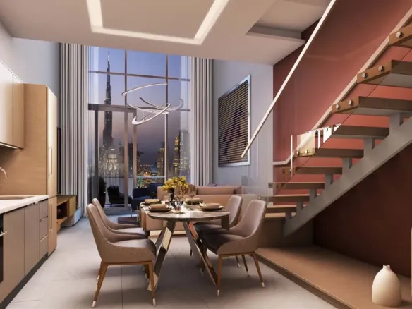 SLS Dubai Hotels and Residences — кухня-гостиная