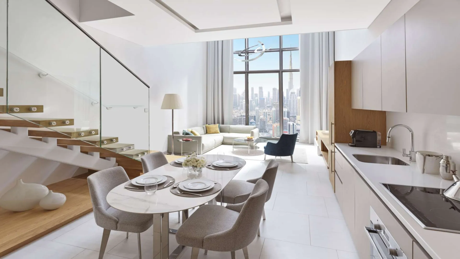 SLS Dubai Hotels and Residences — кухня-гостиная, фото 12