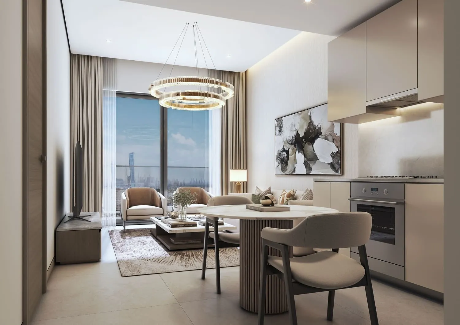 The Eden at Sobha Central — кухня-гостиная