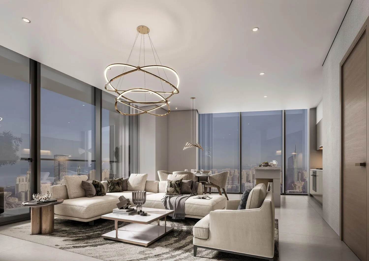 The Horizon at Sobha Central — интерьер гостиной