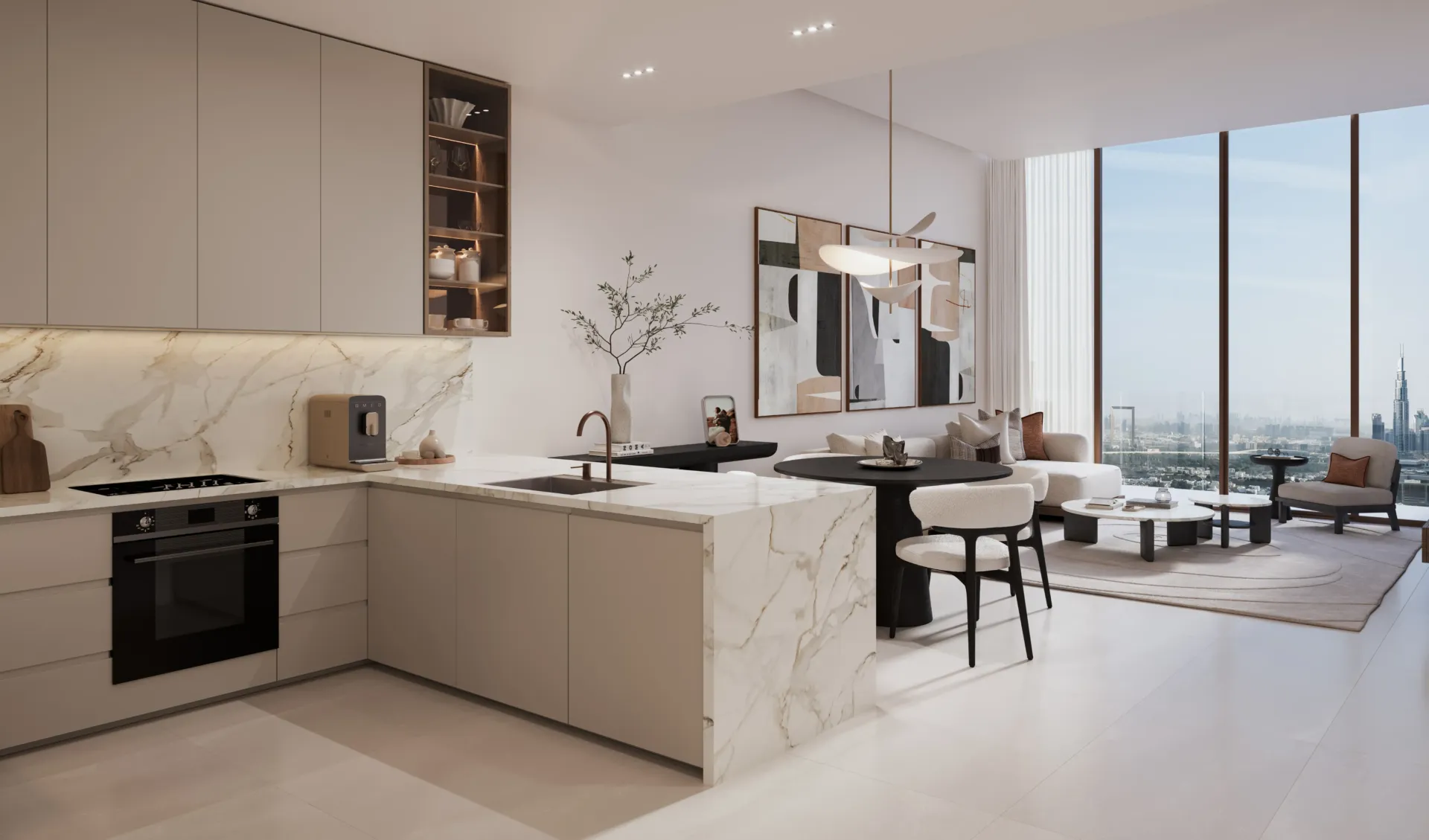 The Residences DIFC Zabeel District — кухня-гостиная