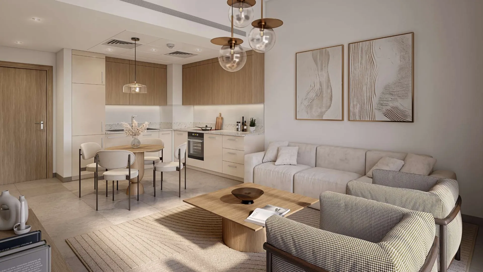Topaz Residences — кухня-гостиная