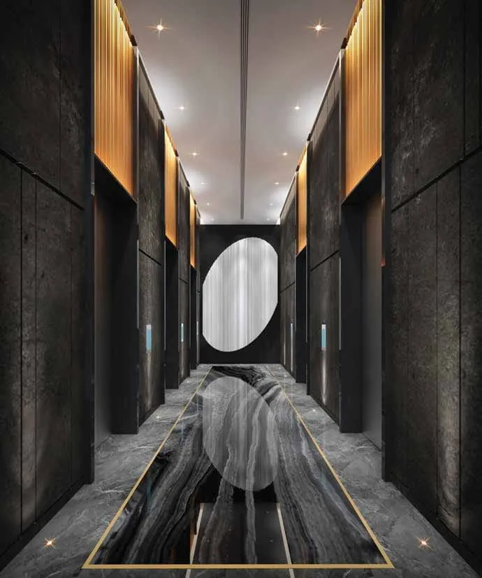 V Tower — лифтовой холл