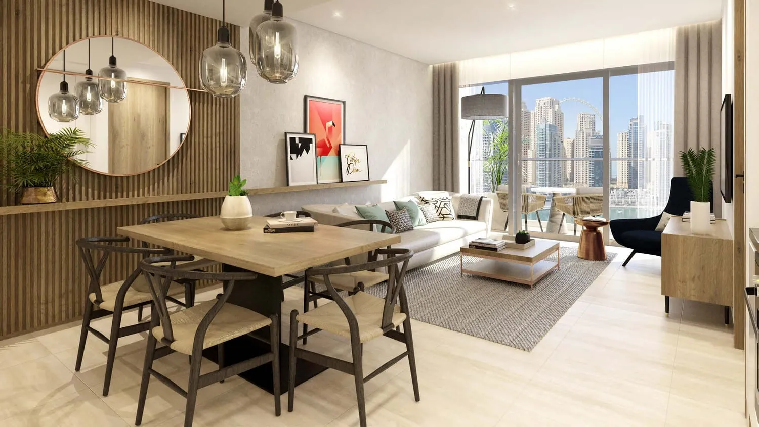 Vida Dubai Marina — интерьер гостиной