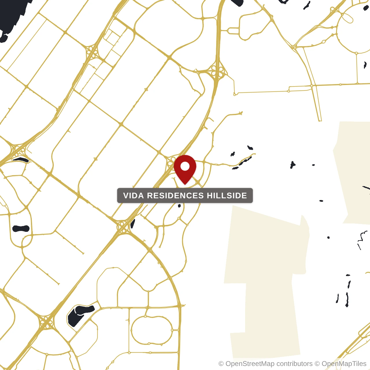 Расположение Vida Residences Hillside на карте: Дубай Хиллс, Dubai