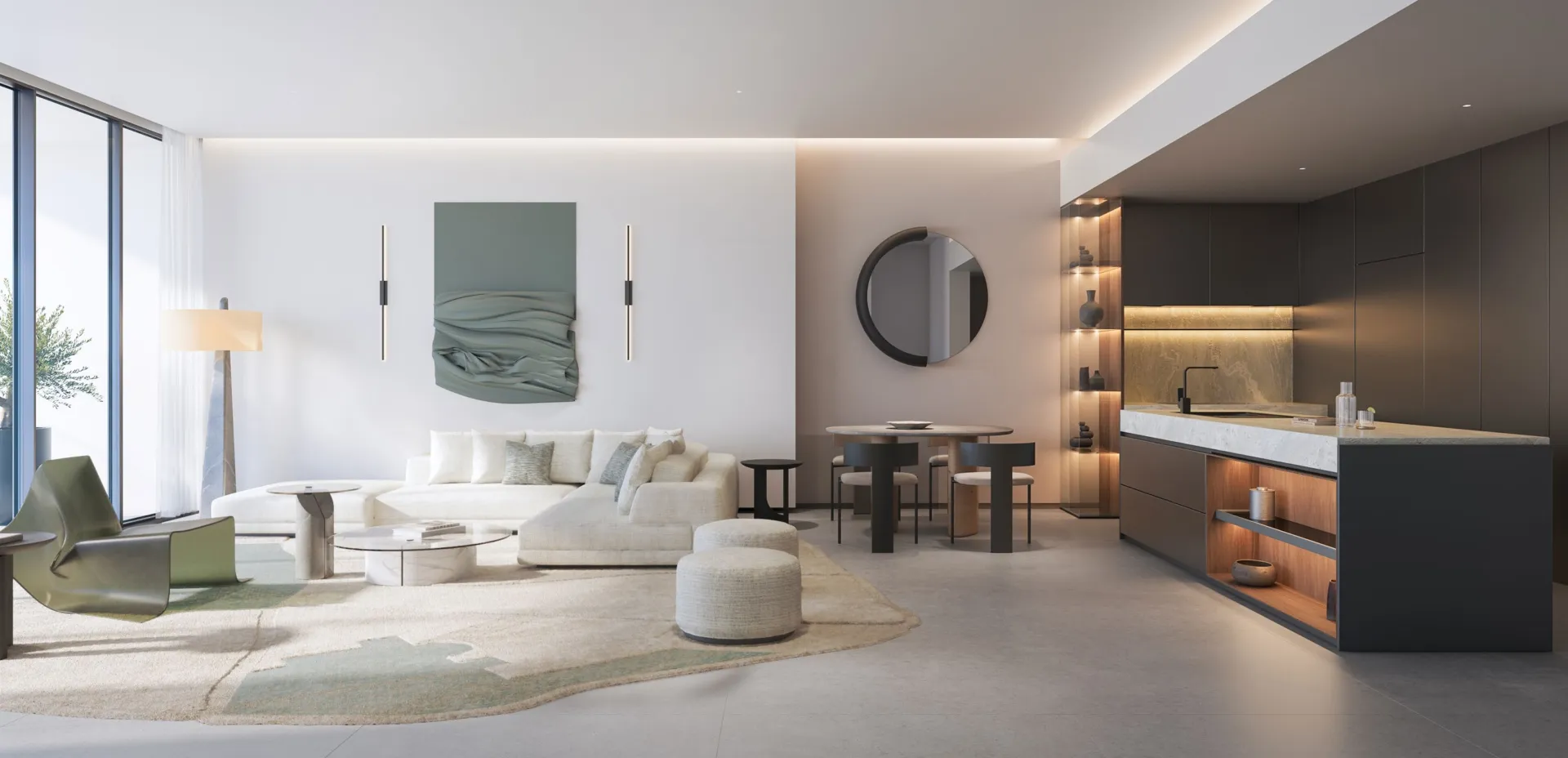 W The Residences by Arada — кухня-гостиная