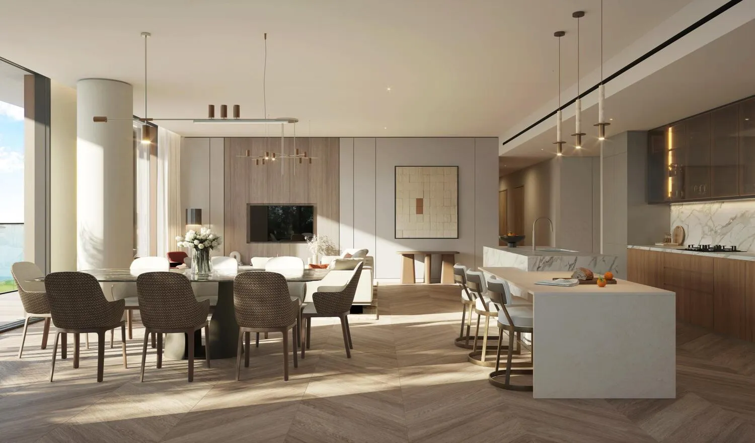 Waldorf Astoria Residences Yas — кухня-гостиная