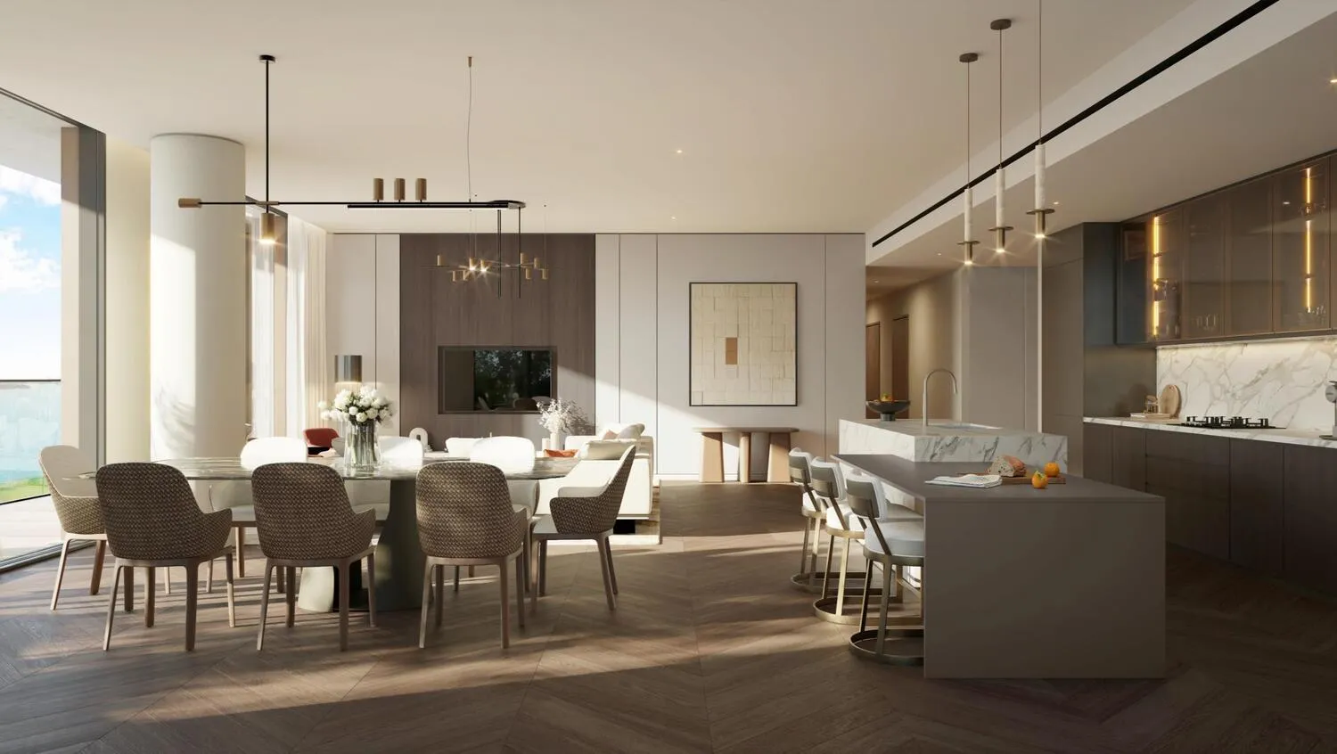 Waldorf Astoria Residences Yas — кухня-гостиная, фото 12