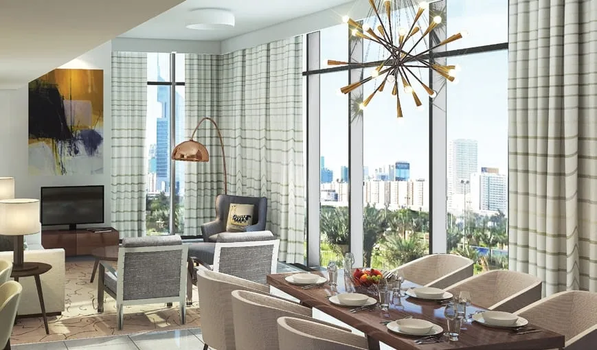 Wasl 1 Park Gate Residences — интерьер гостиной