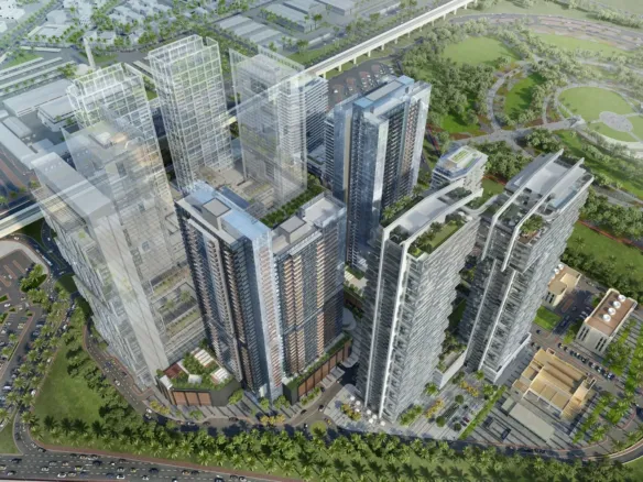 Wasl 1 Park Views Residences Tower A — вид на комплекс, фото 4