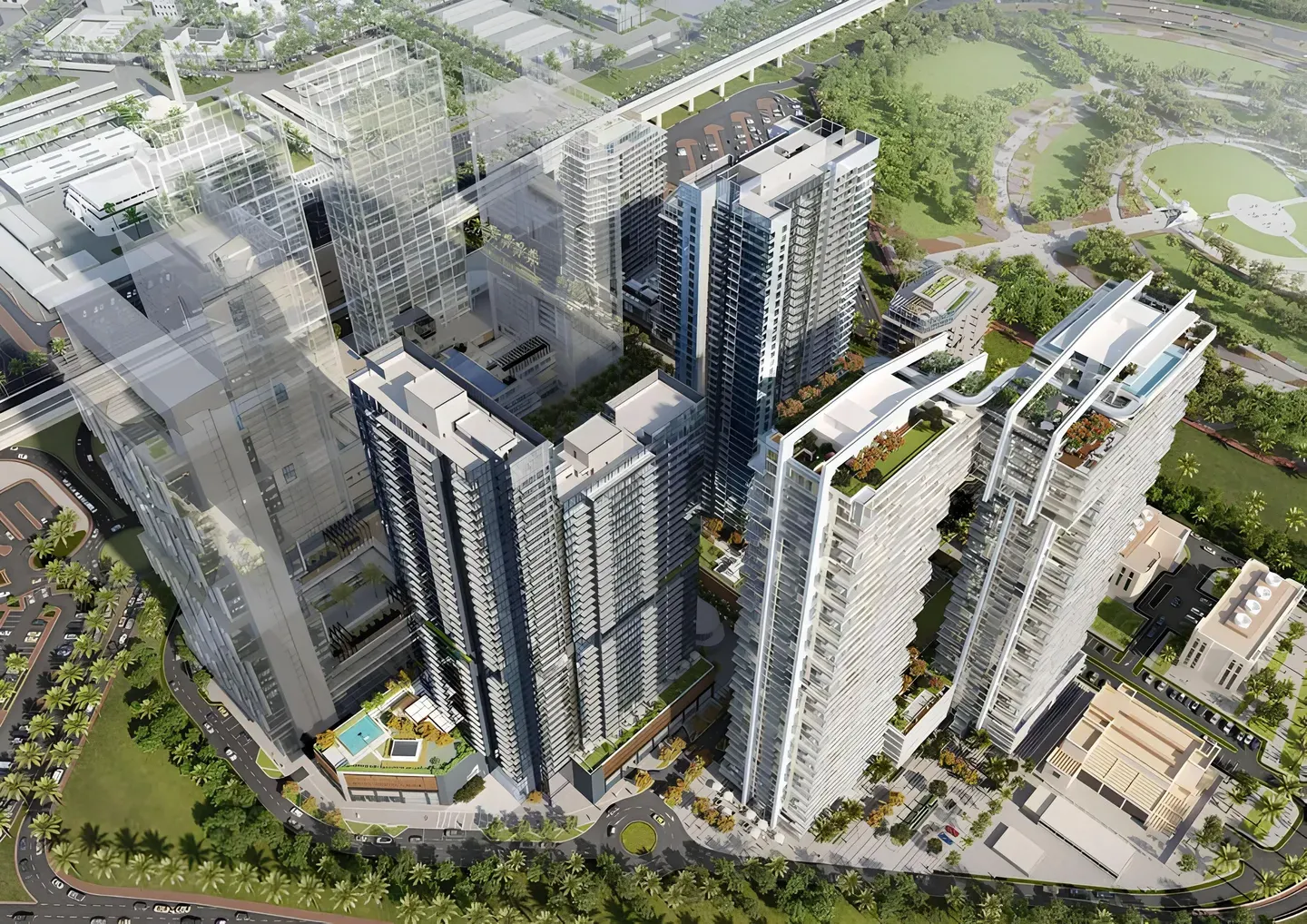 Wasl 1 Park Views Residences Tower B — вид на комплекс, фото 3