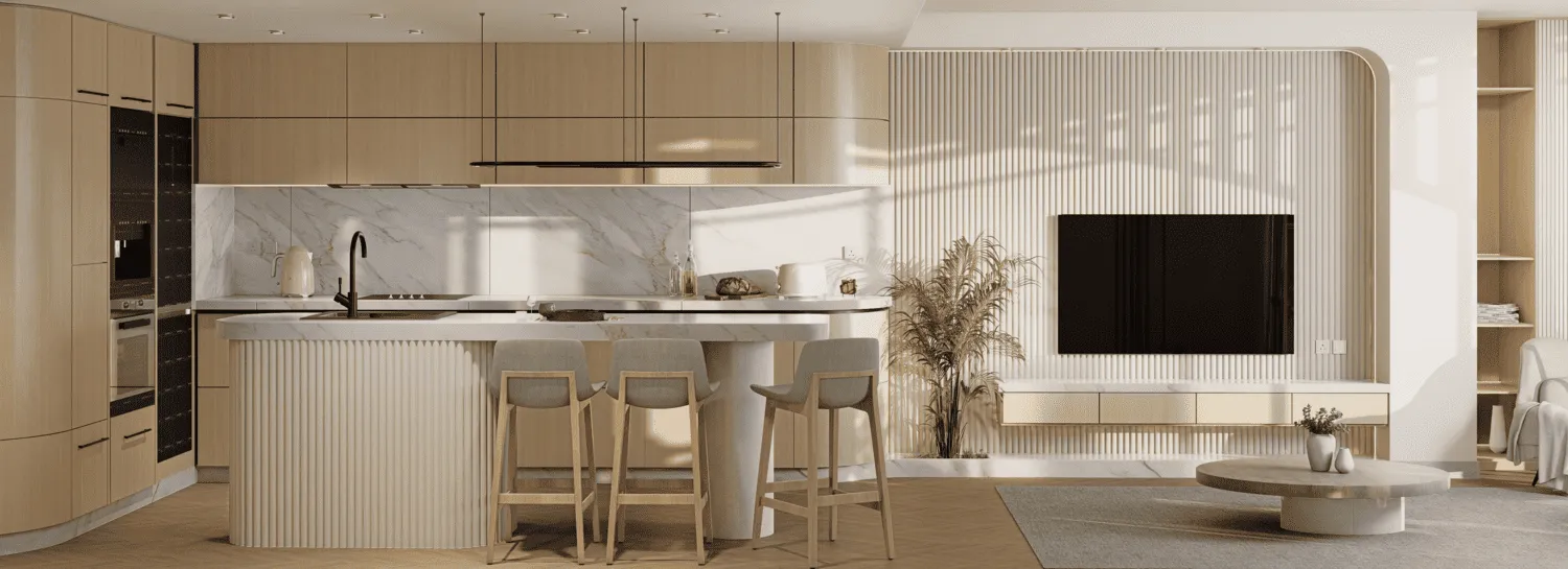 Whitestone Residences — кухня-гостиная